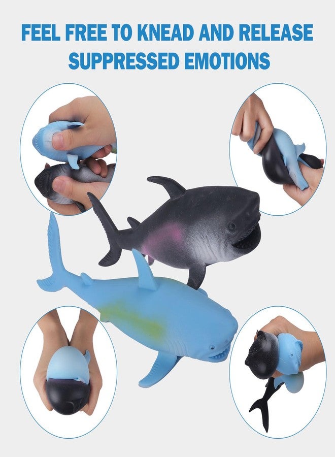 AiSiXin Shark Stress Balls (2Pack) Squishy Toys for Kids Adults, 8 Inch Shark Squishy Ball, Dough Ball, Animal Squeeze Stress Toys, Stretchy Stress Relief Sensory Fidget Toys, Party Favors, Birthday - Image 5